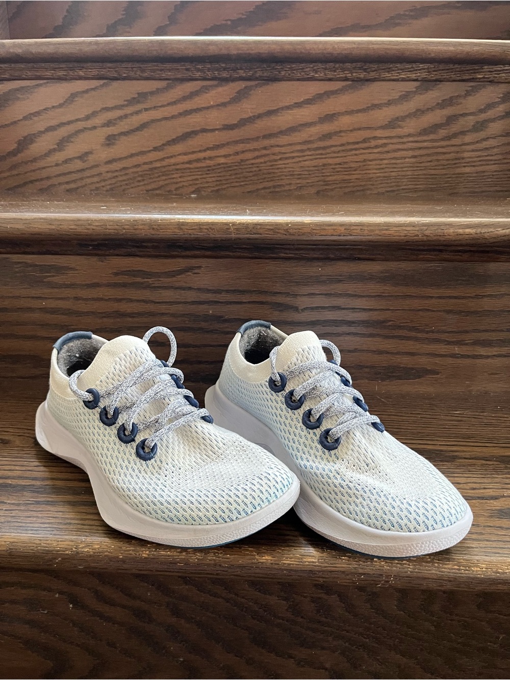 allbirds Women’s Knit Sneakers in Light Blue and Navy